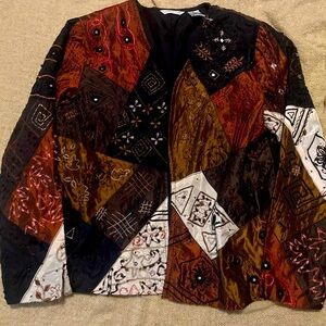 Vtg 00’s Laura ashley Fall jacket All Patchwork Embroidery Beaded Sequins S